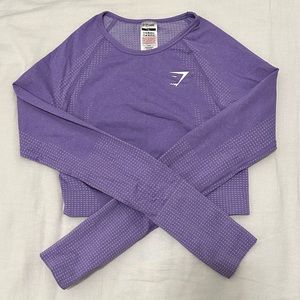 Gymshark womens vital seamless 2.0 long sleeve crop top digital violet marl💜